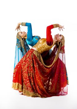 young women dance in indian traditional costume