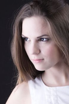 beauty young woman look at light portrait