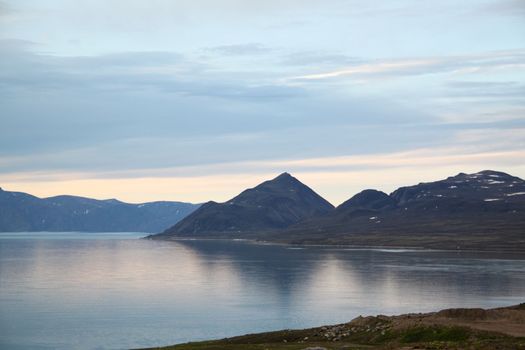 View of Mount Herodier near the community of Pond Inlet, Nunavut, Canada in the Baffin Region