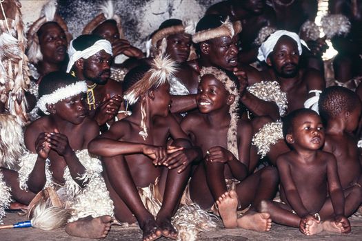 Zulu people at the Shakaland Zulu Village, Nkwalini Valley, Kwazulu Natal, South Africa.