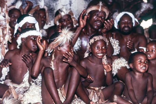 Zulu people at the Shakaland Zulu Village, Nkwalini Valley, Kwazulu Natal, South Africa.