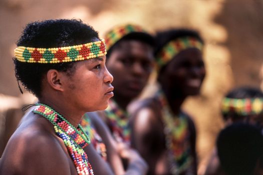 Zulu people at the Shakaland Zulu Village, Nkwalini Valley, Kwazulu Natal, South Africa.