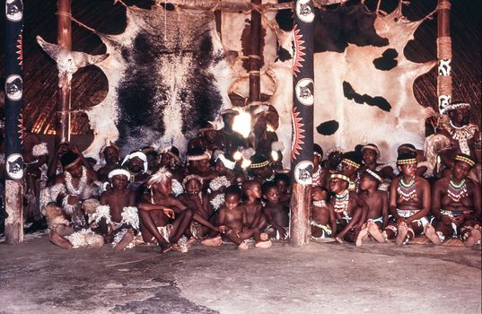 Zulu people at the Shakaland Zulu Village, Nkwalini Valley, Kwazulu Natal, South Africa.