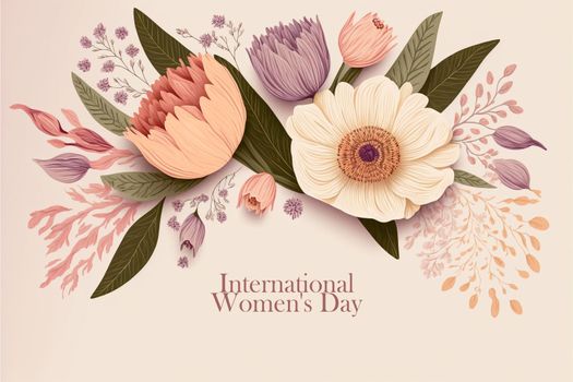 International Women's Day March 8 with flower. Art
