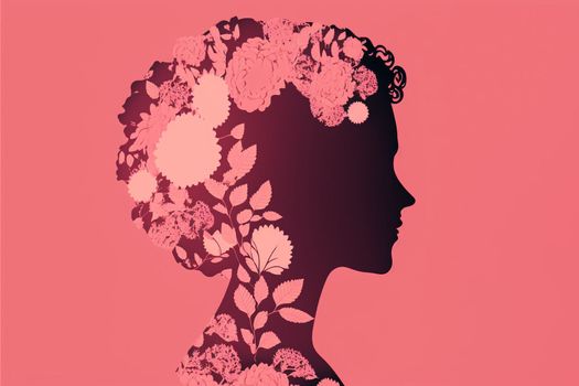 Woman with flowers on her head. Art