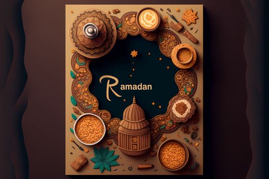 Ramadan Karim. Islamic Ramadan greeting card template for wallpaper design. Poster, media banner