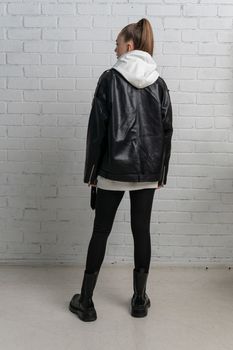fashion isolated white zipper clothes clothing background design leather jacket style casual black
