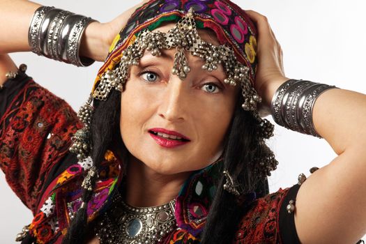 Portrait of mature woman in traditional indian costume