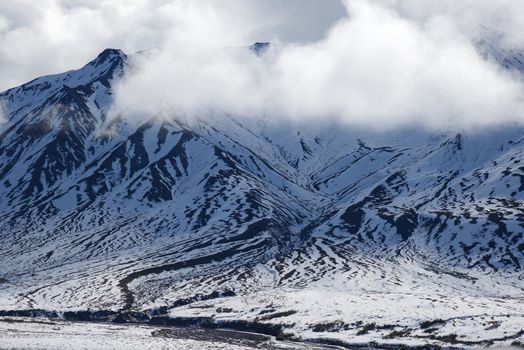 snow mountain landscape in denali national park