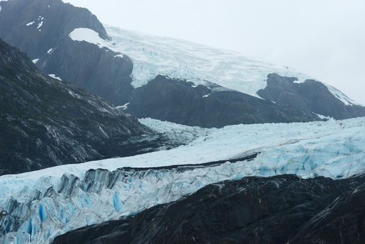 blue ice of portage glacier in alaska
