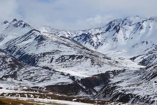 snow mountain landscape in denali national park