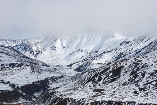 snow mountain landscape in denali national park