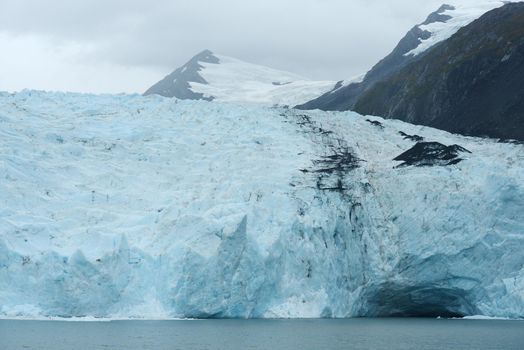 blue ice of portage glacier in alaska
