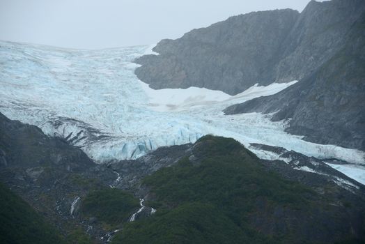 blue ice of portage glacier in alaska
