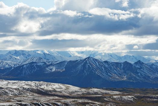 snow mountain landscape in denali national park