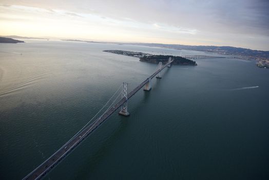 an aerial view of bay bridge in san francisco