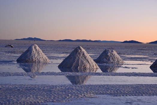 salt pile in salt production industry in bolivia