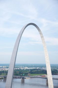 gateway arch in Saint Louis with blue sky and clouds