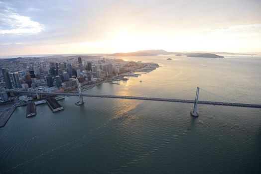 an aerial view of bay bridge in san francisco