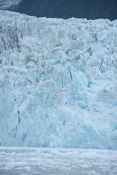 blue color of tidewater glacier in prince william sound in alaska