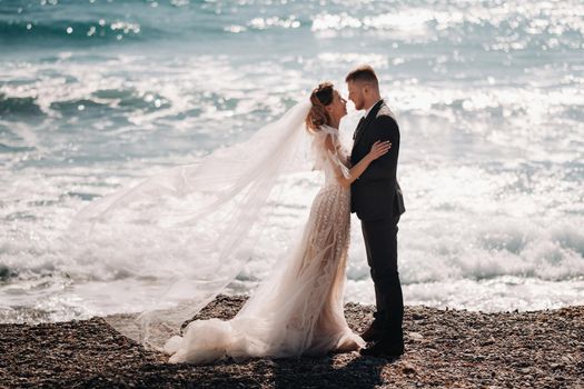 wedding couple on the French Riviera.Wedding in Provence.Bride and groom in France.