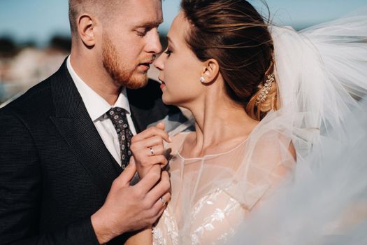 wedding couple on the French Riviera.Wedding in Provence.Bride and groom in France.