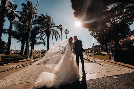 wedding couple on the French Riviera.Wedding in Provence.Bride and groom in France.