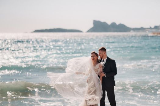 wedding couple on the French Riviera.Wedding in Provence.Bride and groom in France.