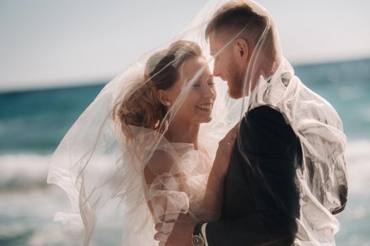 wedding couple on the French Riviera.Wedding in Provence.Bride and groom in France.