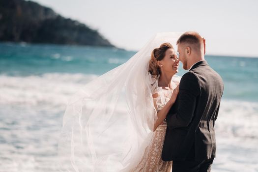 wedding couple on the French Riviera.Wedding in Provence.Bride and groom in France.