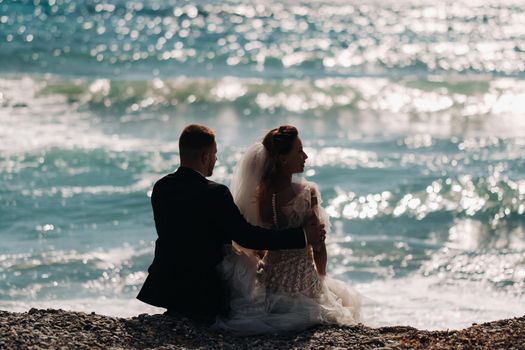 wedding couple on the French Riviera.Wedding in Provence.Bride and groom in France.