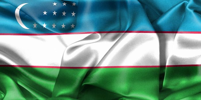 3D-Illustration of a Uzbekistan flag - realistic waving fabric flag.