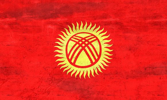 Kyrgyzstan flag - realistic waving fabric flag