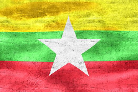 Myanmar flag - realistic waving fabric flag