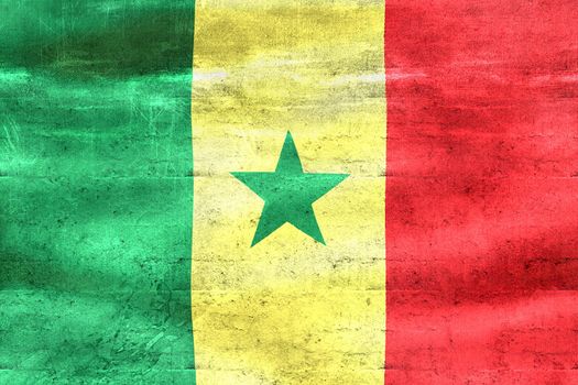 3D-Illustration of a Senegal flag - realistic waving fabric flag.