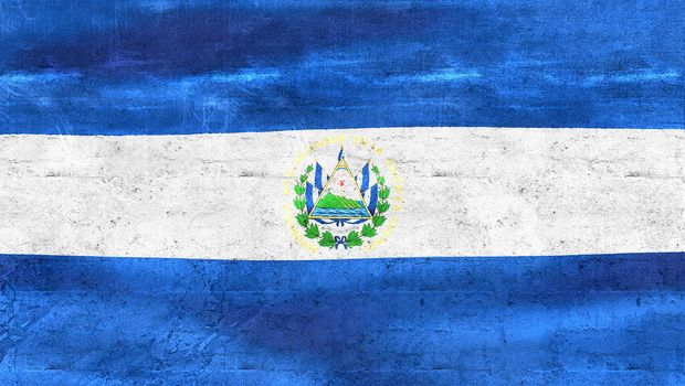 3D-Illustration of a El Salvador flag - realistic waving fabric flag.