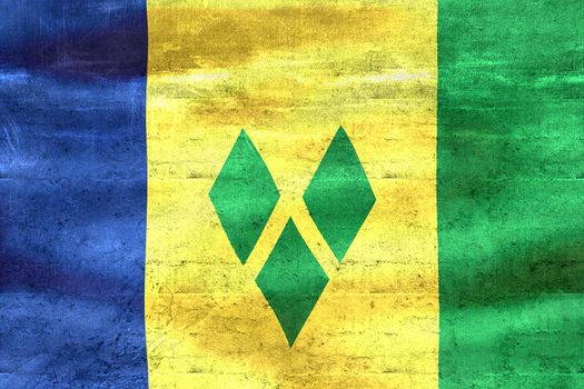 3D-Illustration of a Saint Vincent flag - realistic waving fabric flag.