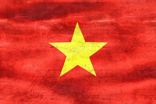 3D-Illustration of a Vietnam flag - realistic waving fabric flag.