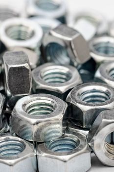 Pile of internal screws close up, background or texture