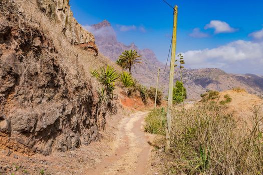 An idyllic hiking trail in the mountainous center of Santiago Island, Cape Verde Islands