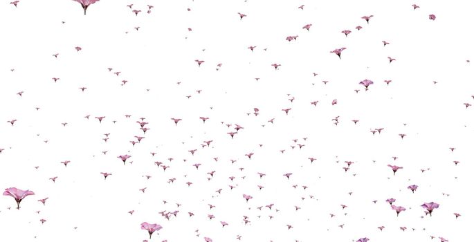 Pink sakura falling petals background. 3D romantic illustration