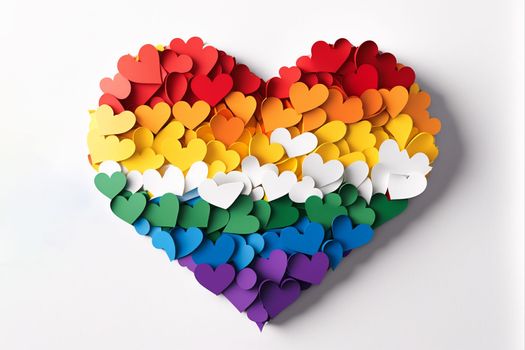 illustration of the heart with the gay pride rainbow