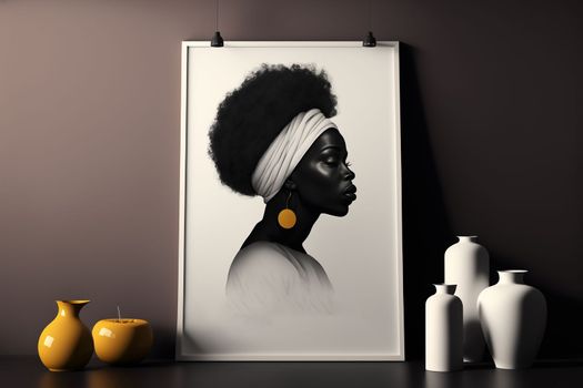 Original art contemporary painting portrait of an African-American woman's face, perfect for interior design, page decoration, web and others.