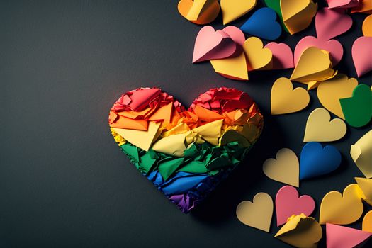 illustration of the heart with the gay pride rainbow