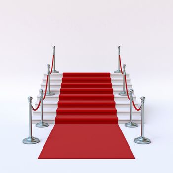 Red carpet stairs 3D rendering illustration isolated on white background