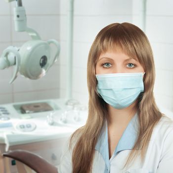 Portrait of female ophthalmologist in clinic