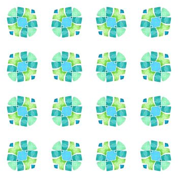 Ethnic hand painted pattern. Green pleasant boho chic summer design. Watercolor summer ethnic border pattern. Textile ready noteworthy print, swimwear fabric, wallpaper, wrapping.