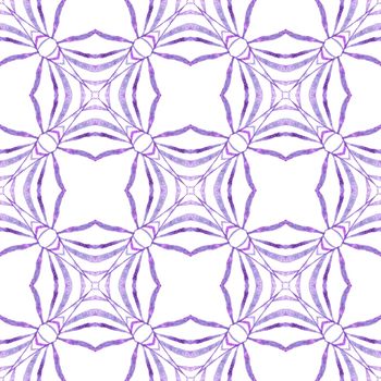 Hand drawn tropical seamless border. Purple outstanding boho chic summer design. Tropical seamless pattern. Textile ready extra print, swimwear fabric, wallpaper, wrapping.