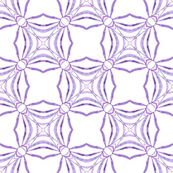 Hand drawn tropical seamless border. Purple outstanding boho chic summer design. Tropical seamless pattern. Textile ready extra print, swimwear fabric, wallpaper, wrapping.