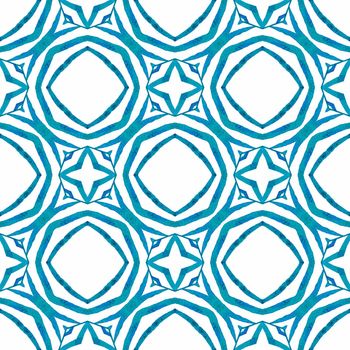 Trendy organic green border. Blue divine boho chic summer design. Organic tile. Textile ready shapely print, swimwear fabric, wallpaper, wrapping.